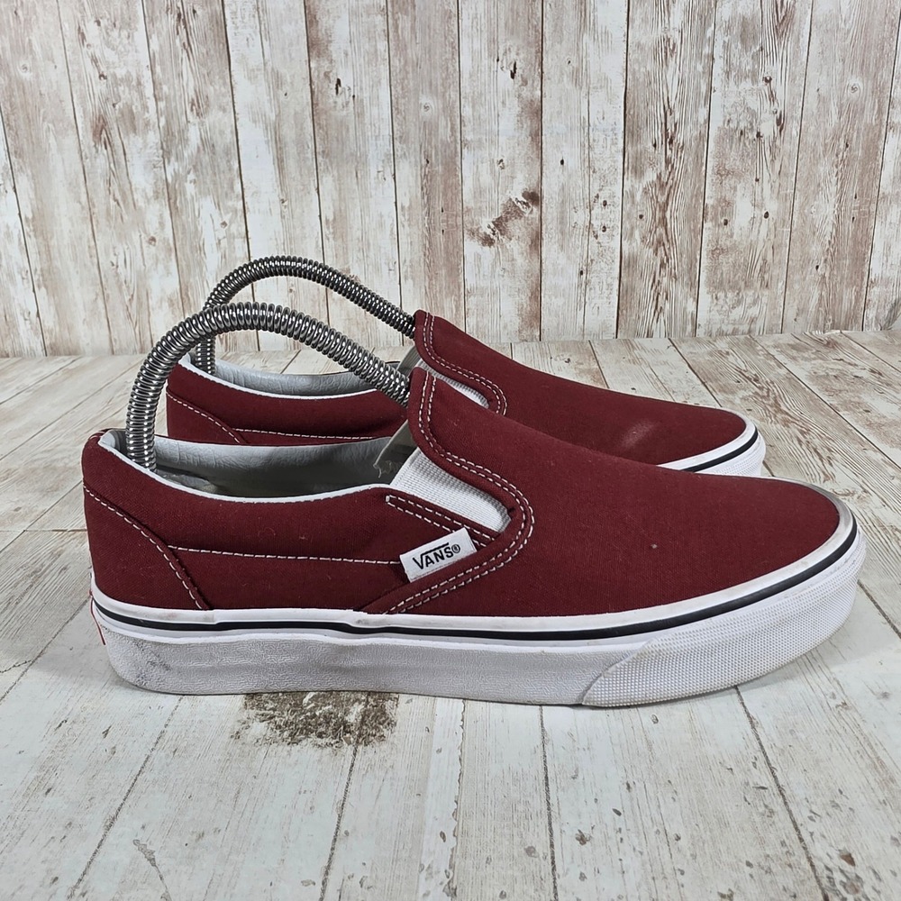 Vans Classic Slip-On Burgundy Maroon Canvas Skate Shoes Womens 8.5 Mens 7.0